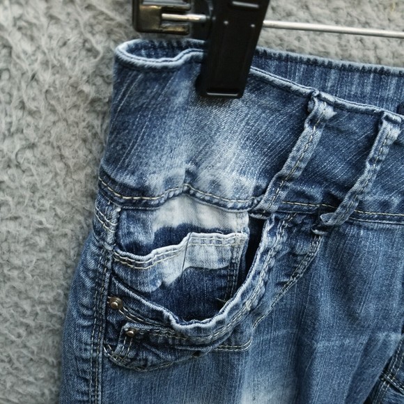 Angels Women's 7 Button-Fly Blue Cropped Jeans 30.75" 24.25" 7.5" - Picture 3 of 11